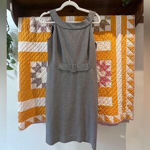 Plaid dress with cinched waist belt